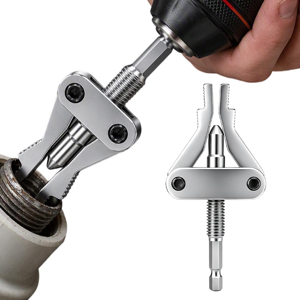 Broken Pipe Thread Extractor for 1/2", 3/4", 1" Pipes, Drill Powered (1)