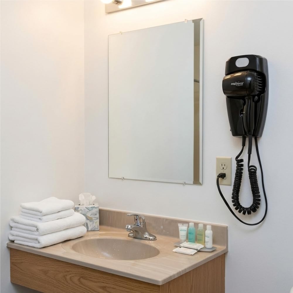 Wall-Mount Hair Dryer - Plug-in with Night Light - Black - JWM8CB