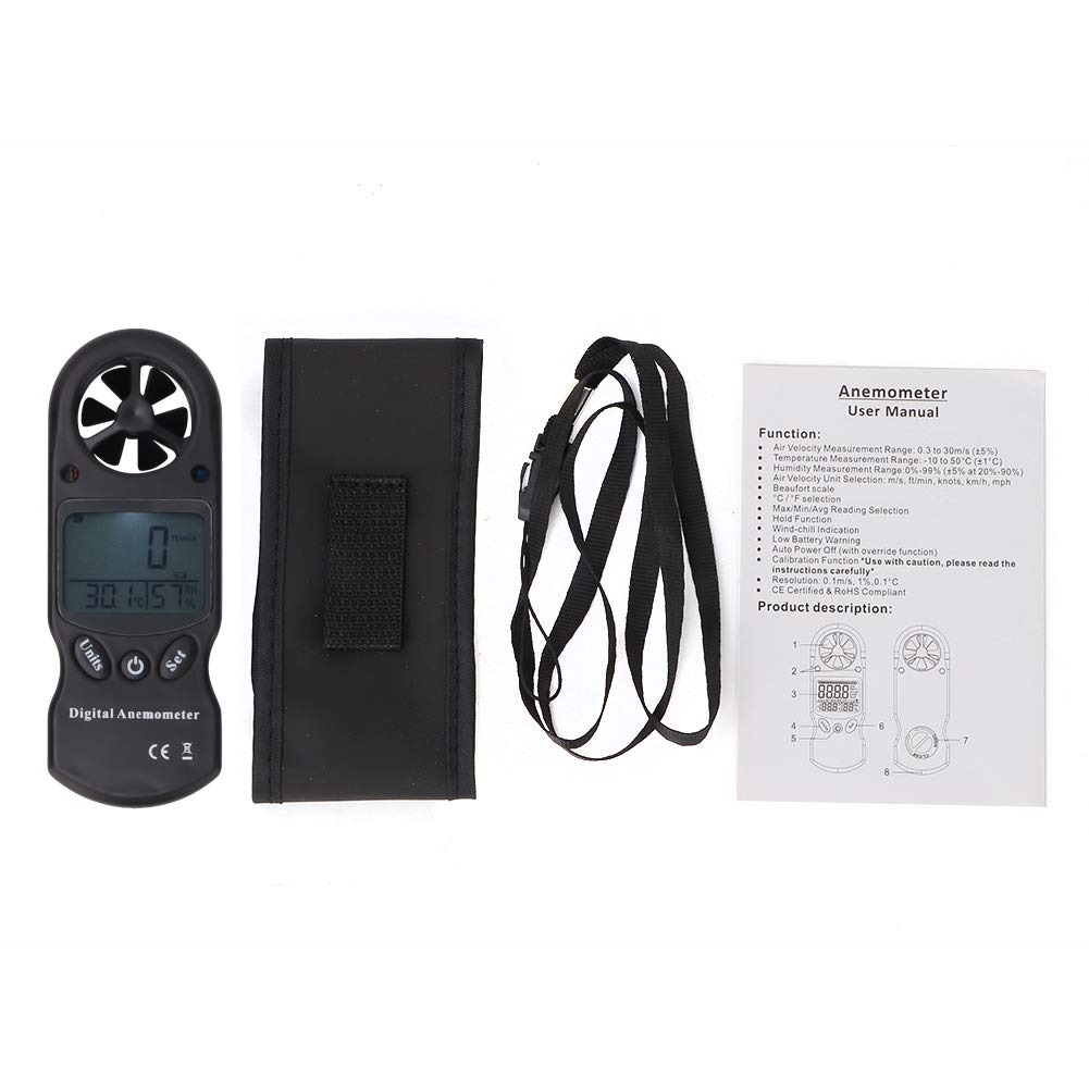Aumotop Handheld Digital Anemometer, Wind Speed and Humidity