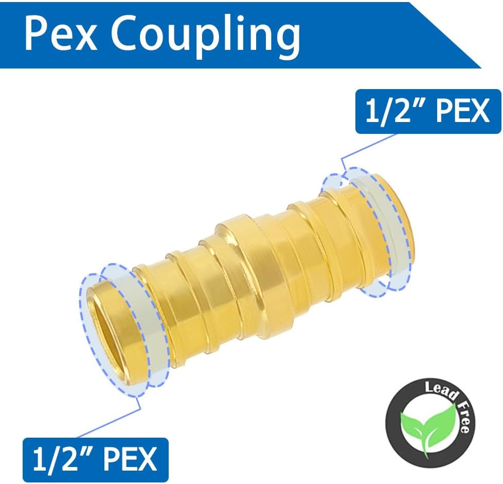 Hooshing 10PCS 1/2 Inch Straight Coupling PEX Fitting
