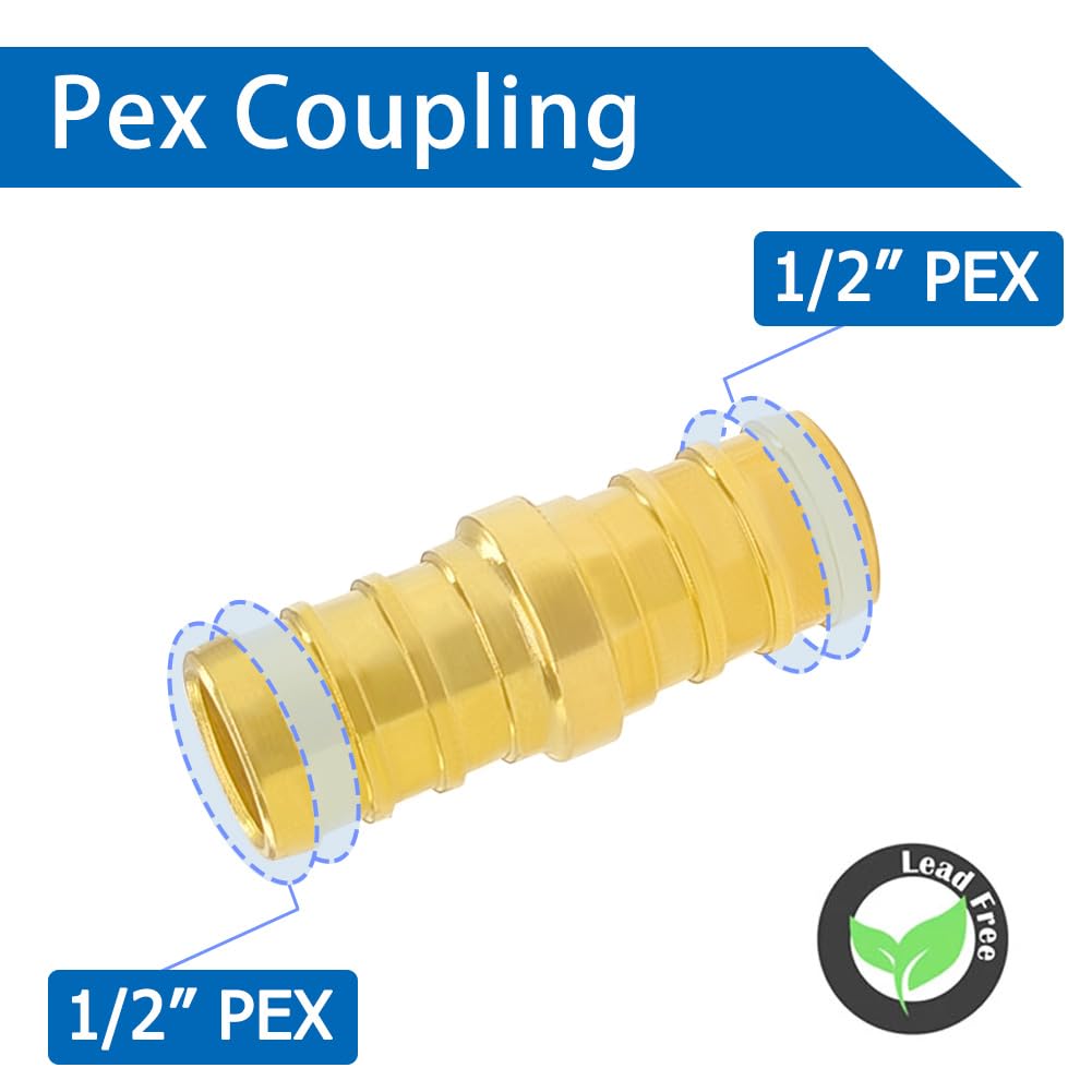 Hooshing 30PCS 1/2 Inch Straight Coupling PEX Fitting