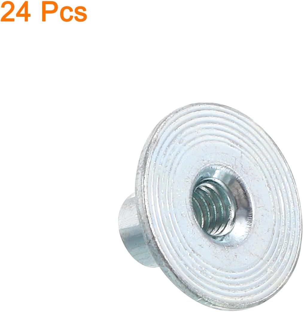 uxcell M4 T-Nuts, 24pcs Carbon Steel Tee Nut Round Base Weld Nuts