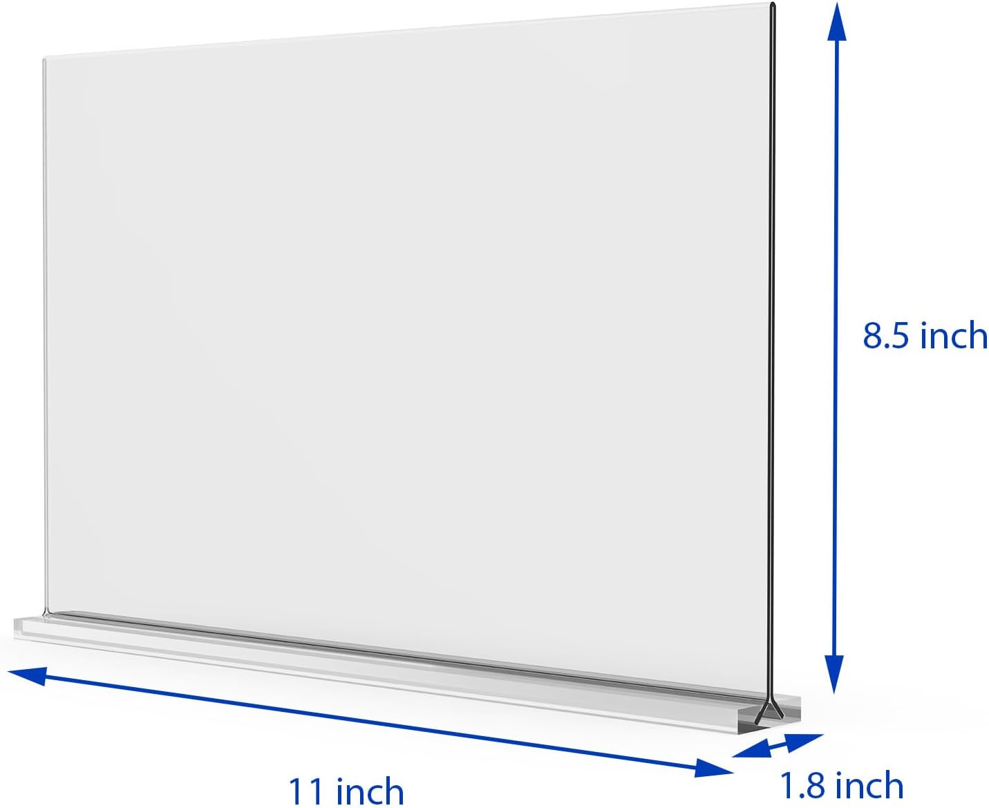 Acrylic Sign Holder 11x8.5 Inch 3 Pack Horizontal T Shape Double-Sided Desktop Display Holder. (Optional 8.5x11