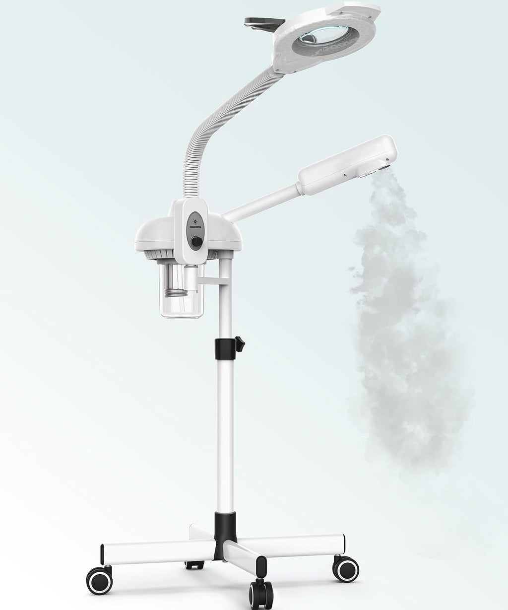 Professional 2 in 1 Facial Steamer With 5X Magnifying Foldable Arm, Ozone Mist Steamer for Face, Salon Spa Beauty