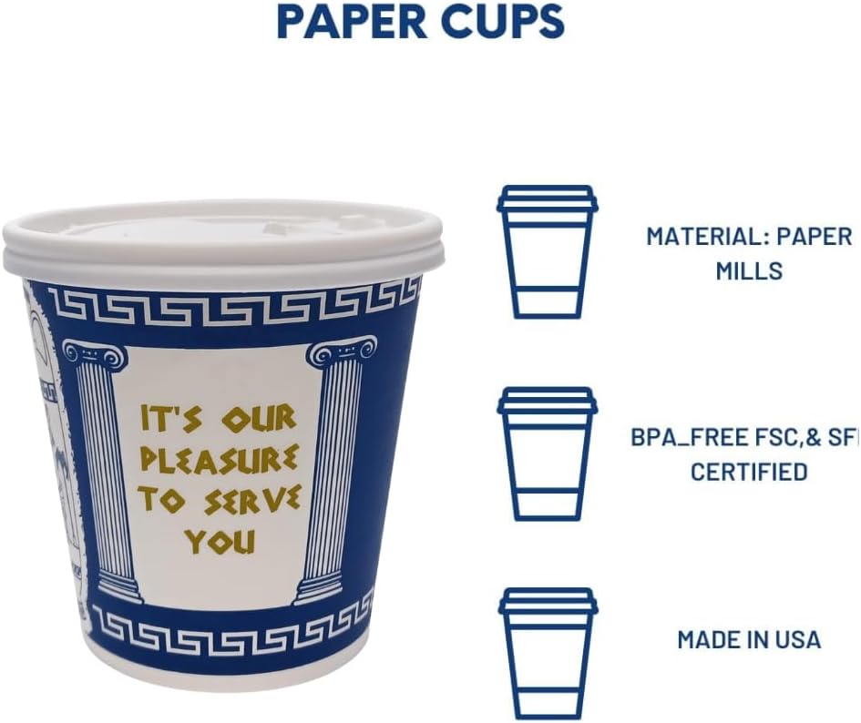 [50 Pack] 10 oz NEW YORK Paper Coffee Cups, Disposable Paper Coffee Cup with Lids, Hot/Cold Beverage