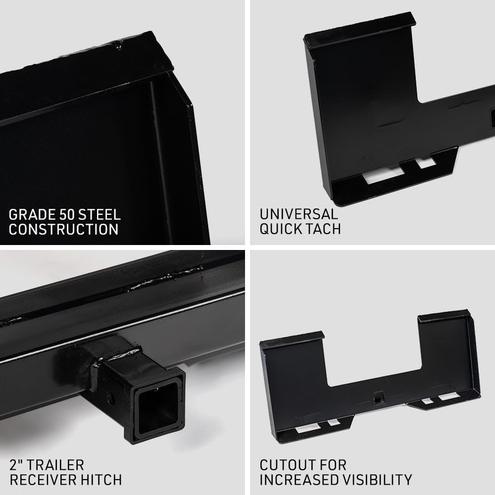 Universal Cut Out Receiver Mount Plate, 1/4" Thick Skid Steer Plate Attachment, 2" Receiver Hitch, 3000 LB Weight