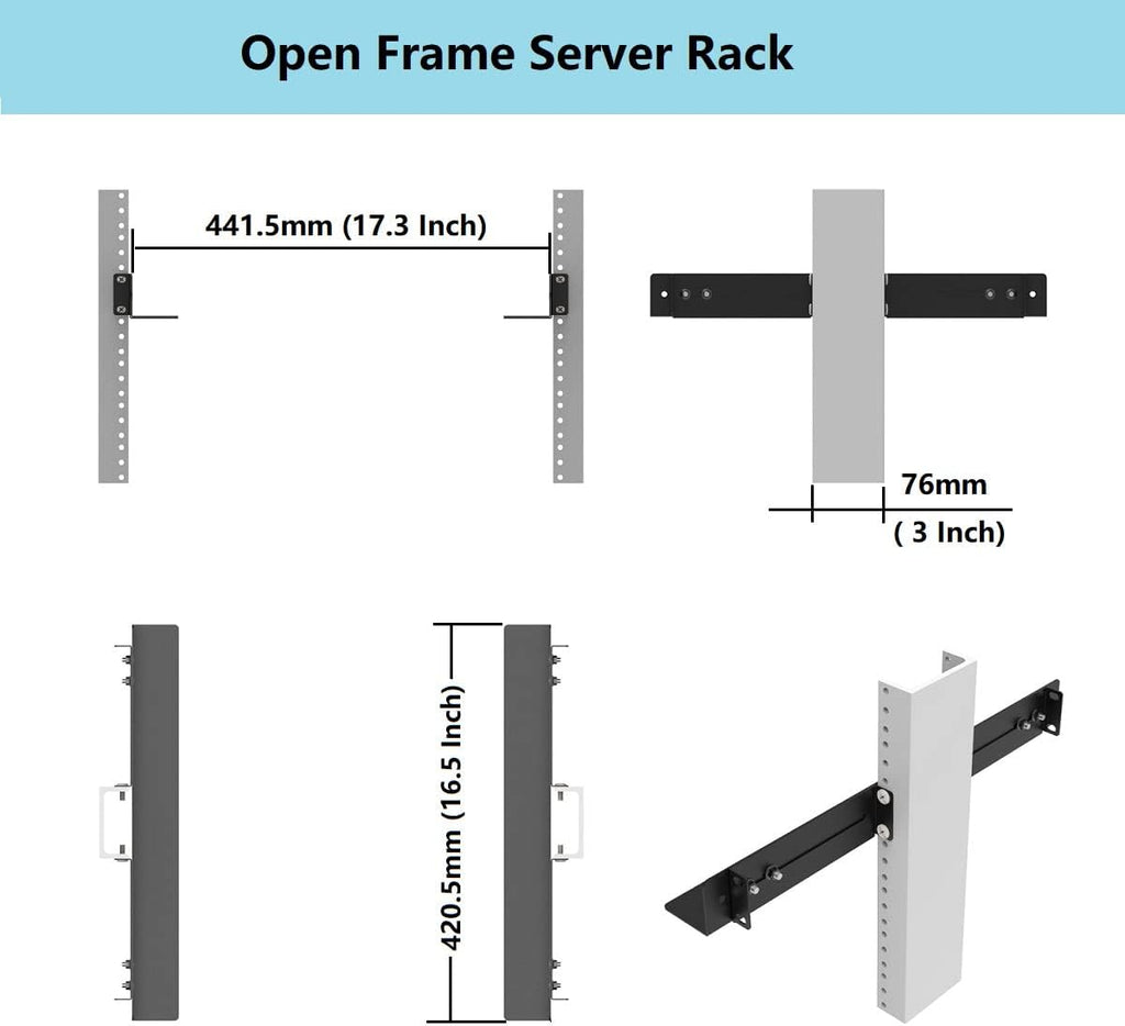 1U 19inch Server Rack Rails -15-24 inch Adjustable Depth
