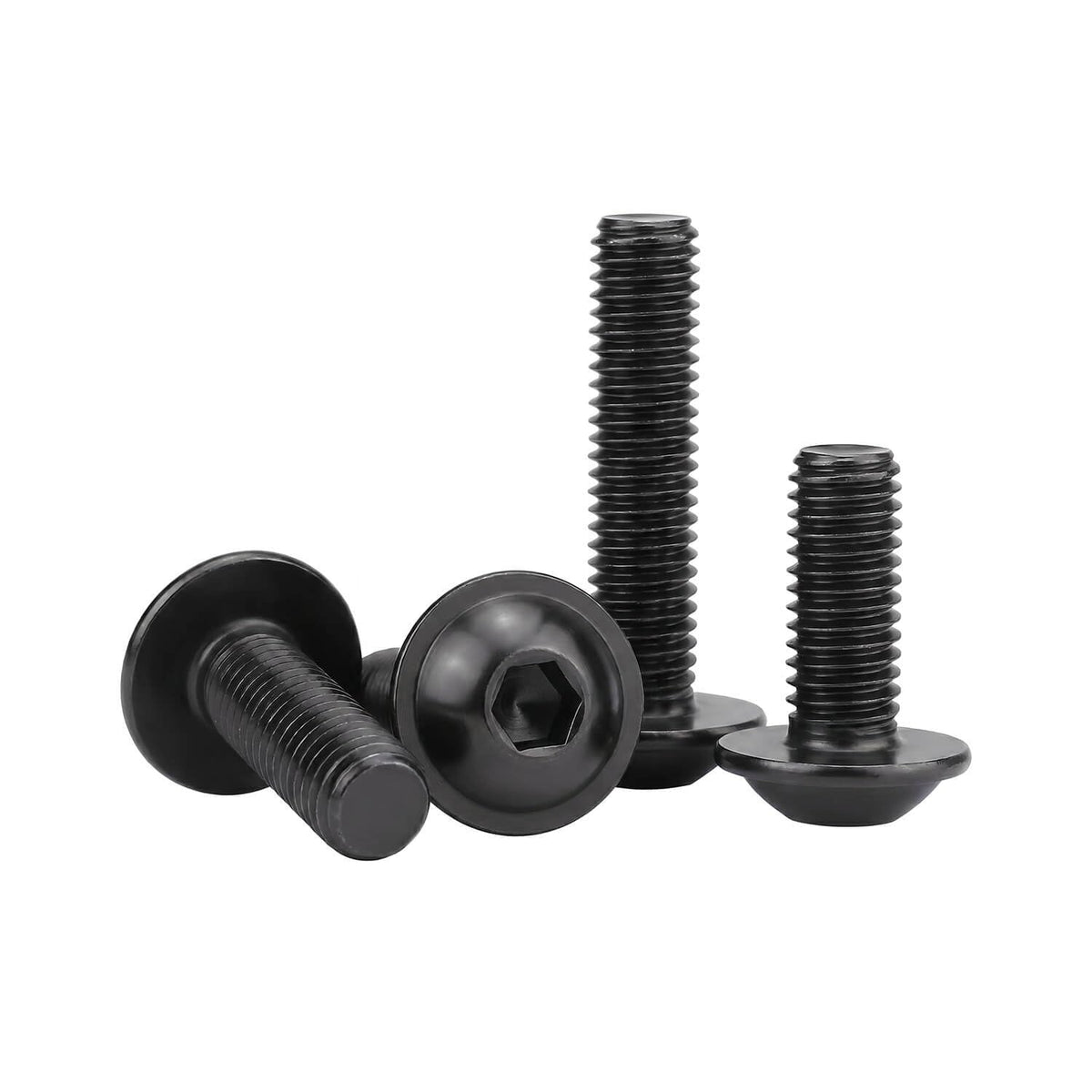 M6 x 20mm (20 Pack) Flanged Button Head Hex Socket Cap Screws Bolts, Hex Drive Bright Finish Fully Machine Thread, Black Oxide 304 Stainless Steel 18-8 Screws