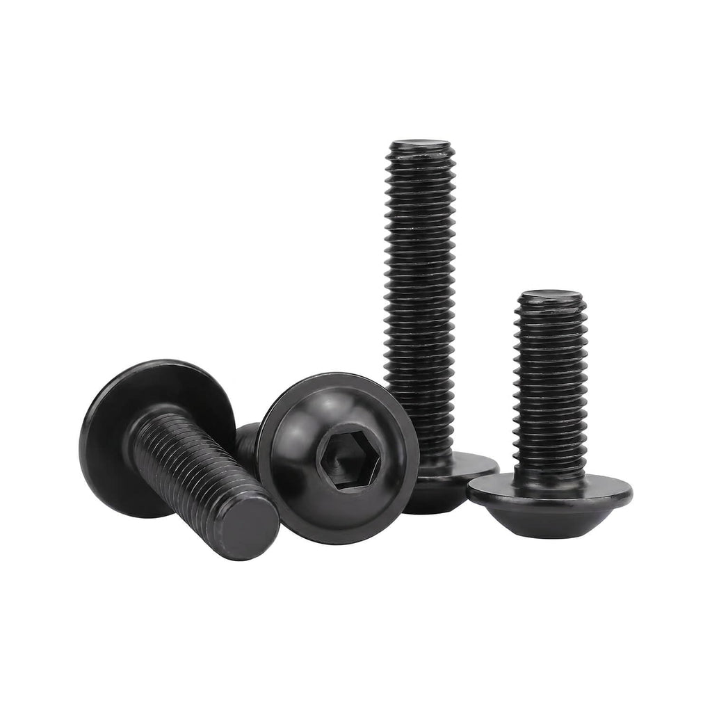M5 x 12mm (25 Pack) Flanged Button Head Hex Socket Cap Screws Bolts, Hex Drive Bright Finish Fully Machine Thread, Black Oxide 304 Stainless Steel 18-8 Screws