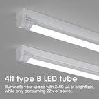 4FT T8 T12 LED Tubes 25-Pack, Type B Double-Ended Frosted 6000K