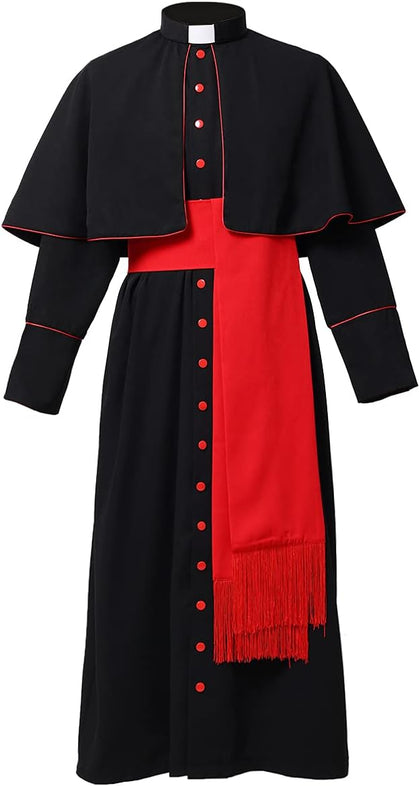 Priest Soutane Roman Cassock Costume Minister Choir Cassock with Cincture Band Belt
