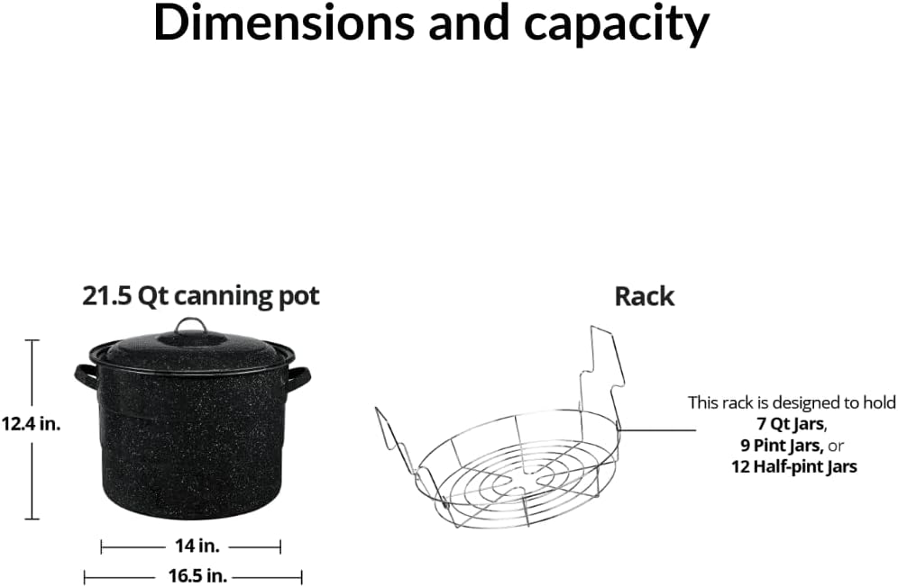 21.5 Quart Water Bath Canner - Large Food Grade Enamel Canning Pot with Rack, Heavy-Duty Canning Supplies for Jam