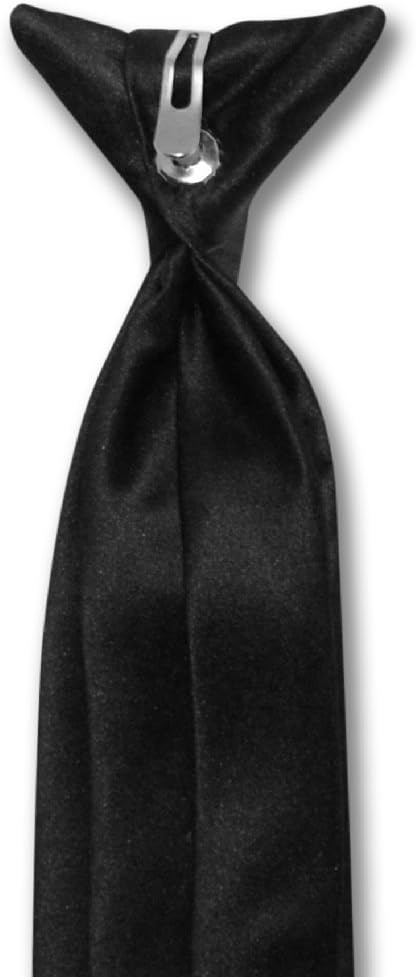 Boy's CLIP-ON NeckTie Solid BLACK Color Youth Neck Tie
