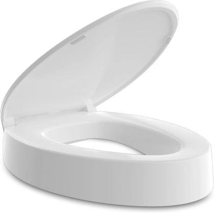 ELONGATED toilet seat risers for seniors, Slow Close, Elevated toilet seat, Heavy Duty, Never Loosen, Raised toilet