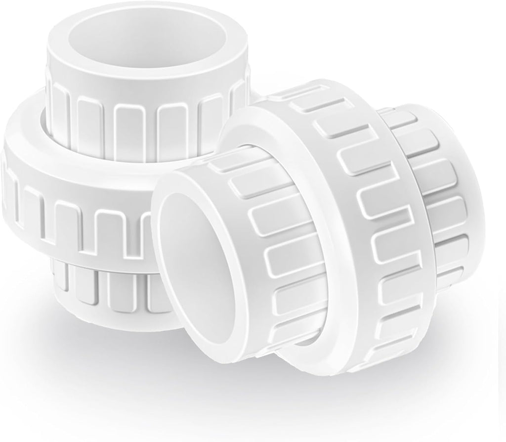2 Pcs 3/4" PVC Union Pipe Fitting (Socket x Socket), 3/4 inch PVC Slip Union Coupling Adapter Connectors with EPDM O-Ring, Schedule 40