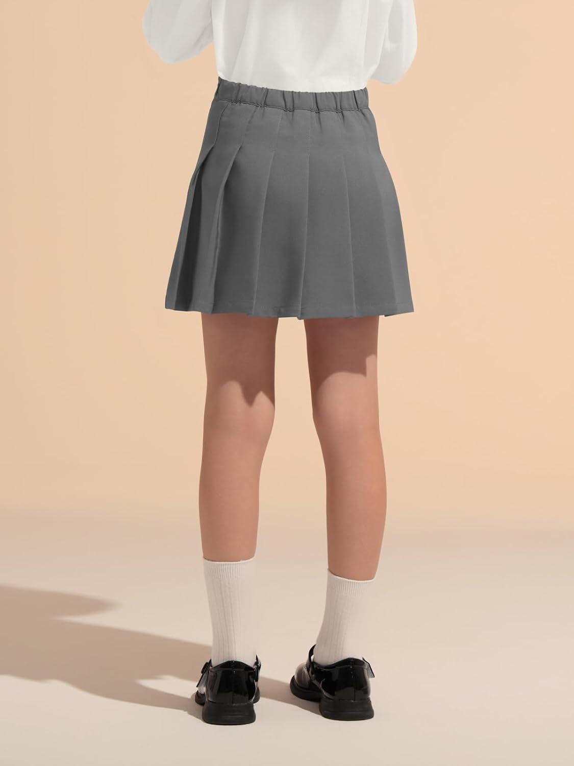 Girls Pleated Skirt Kids School Uniform Elastic High Waist Tennis Skirts with Shorts 5-14 Years