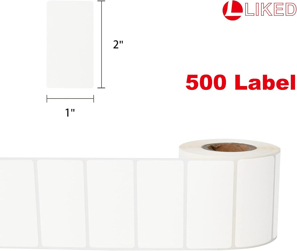 500 Stickers 1" x 2" White Dissolvable Food Labels 1 Roll
