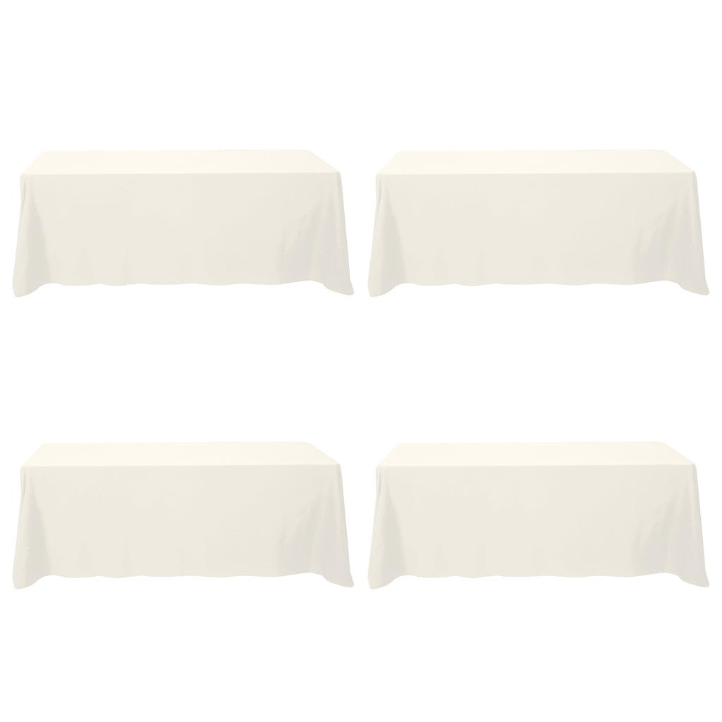 4 Pack Ivory Tablecloths 90x156 Inch for 8ft Rectangle Tables