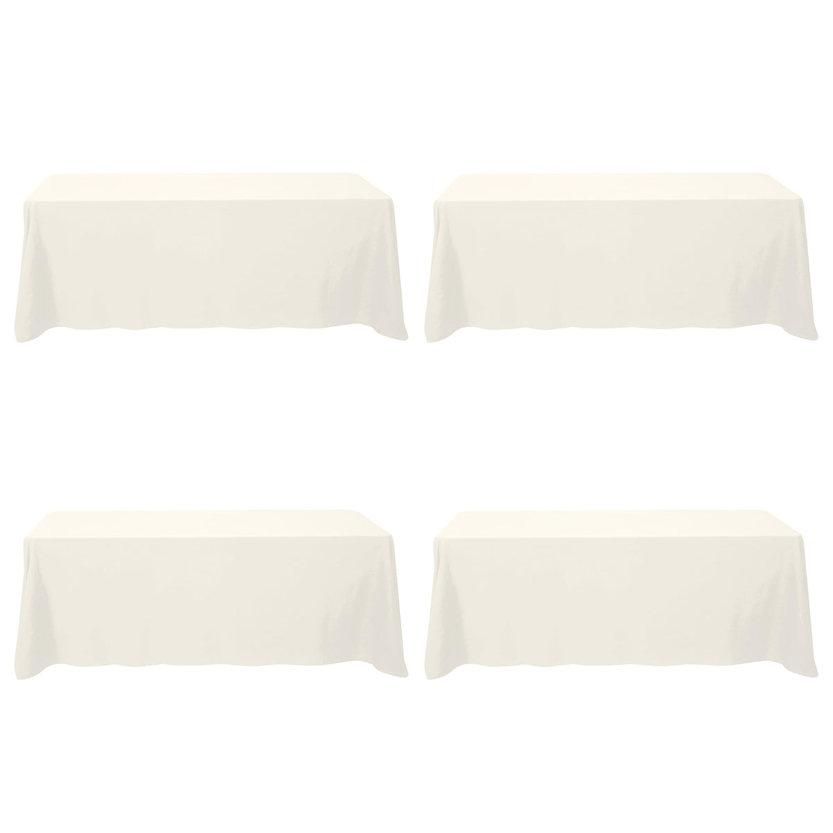 4 Pack Ivory Tablecloths 90x156 Inch for 8ft Rectangle Tables