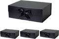 Black Gift Box with Ribbon 10.2x9x3.74 in, Foldable Magnetic Gift Boxes for Wrapping Gifts, Bridesmaid Groomsman
