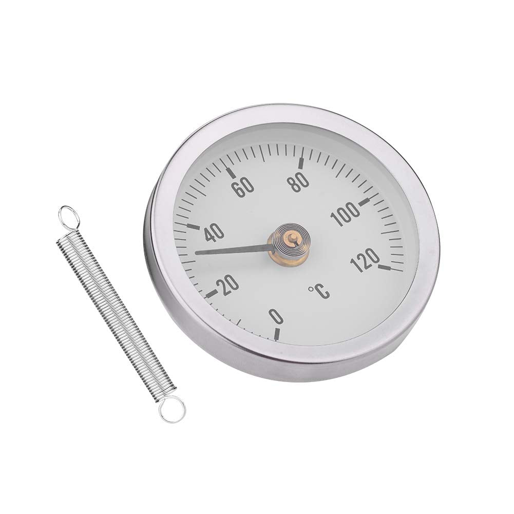 Fdit 63mm IP55 0-120° Bimetal Temperature Spring Thermometer Pipe Clamp-On Thermometer