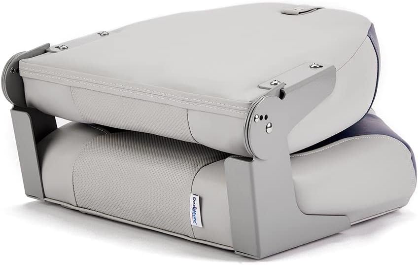 High Back Folding Boat Seats - 2 pack - Light Gray and Blue