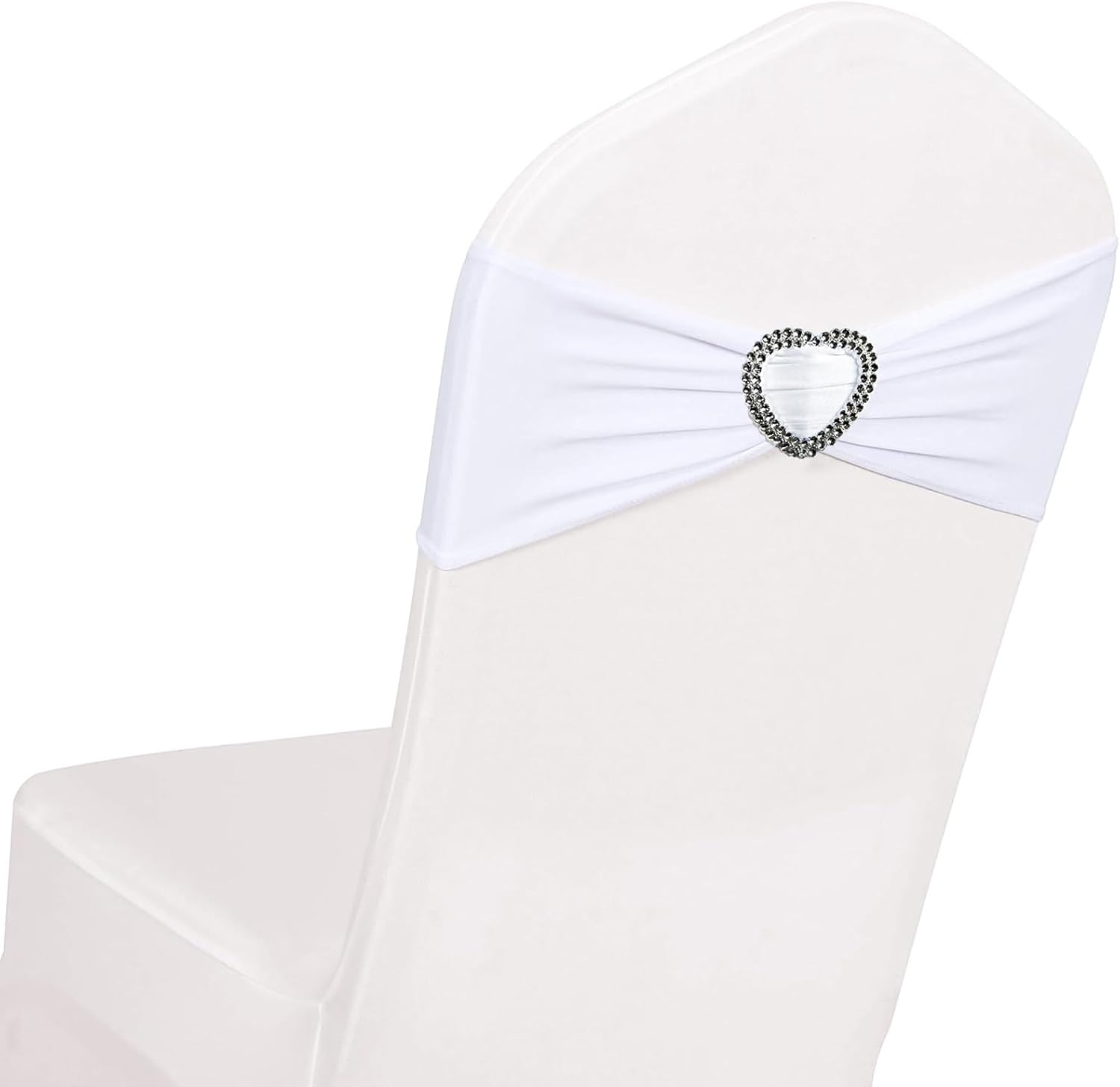 White Spandex Chair Sashes 50 Pack Spandex White Sashes for Chairs Covers Universal Stretch Chair Sashes Band with