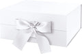 White Magnetic Gift Box with Lid and Ribbon 9x6.5x3.8 Inch
