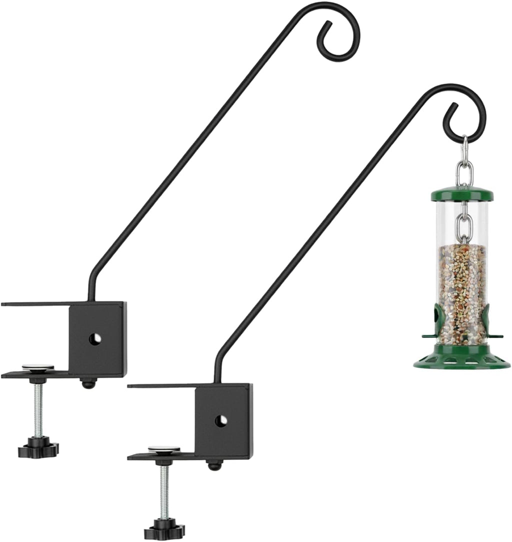Deck Hook Rail Set of 2, 17 Inch Heavy Duty Deck Hook, 360 Degree Swivel Plant Hanger, Solid Metal Deck Hangers for