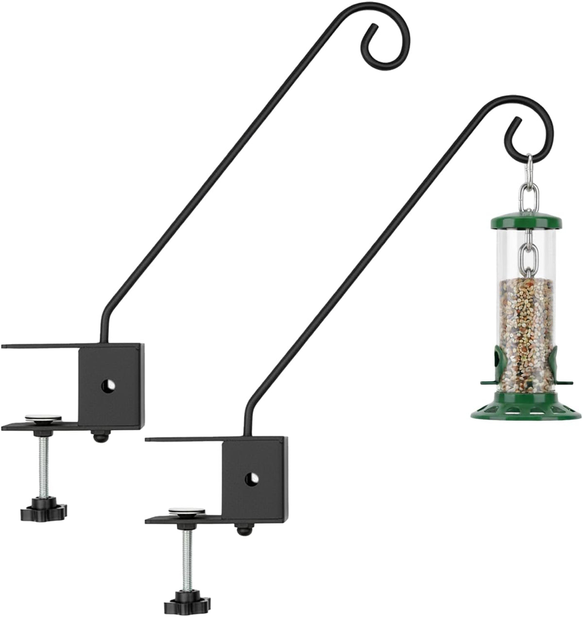 Deck Hook Rail Set of 2, 17 Inch Heavy Duty Deck Hook, 360 Degree Swivel Plant Hanger, Solid Metal Deck Hangers for
