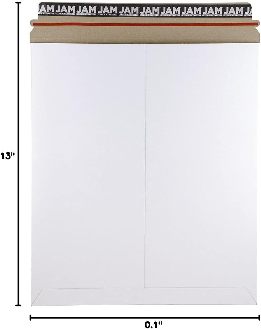 Stay-Flat Photo Mailer Envelopes with Peel & Seal Closure - 12 3/4 x 15 - White - 6 Rigid Mailers/Pack