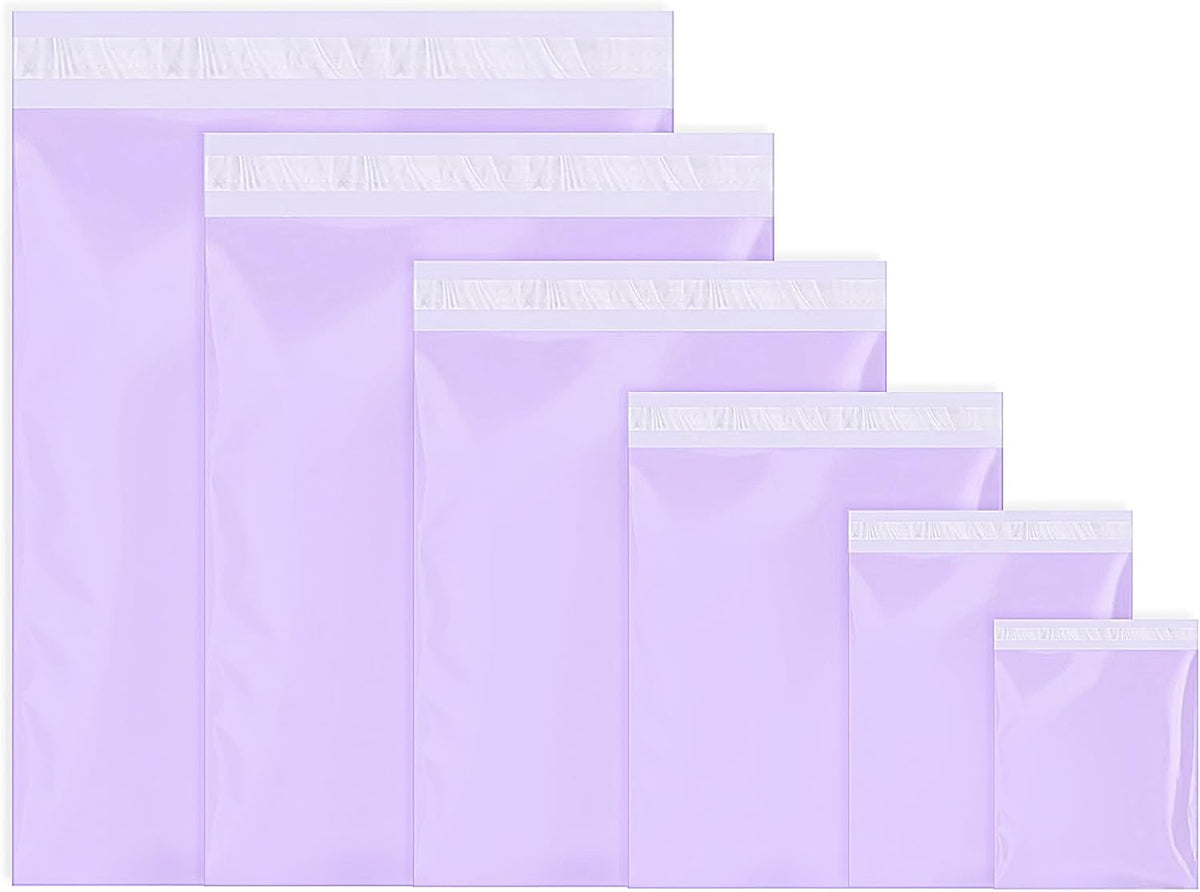 240 Pcs Poly Mailers Variety Size Pack Shipping Bags, Purple
