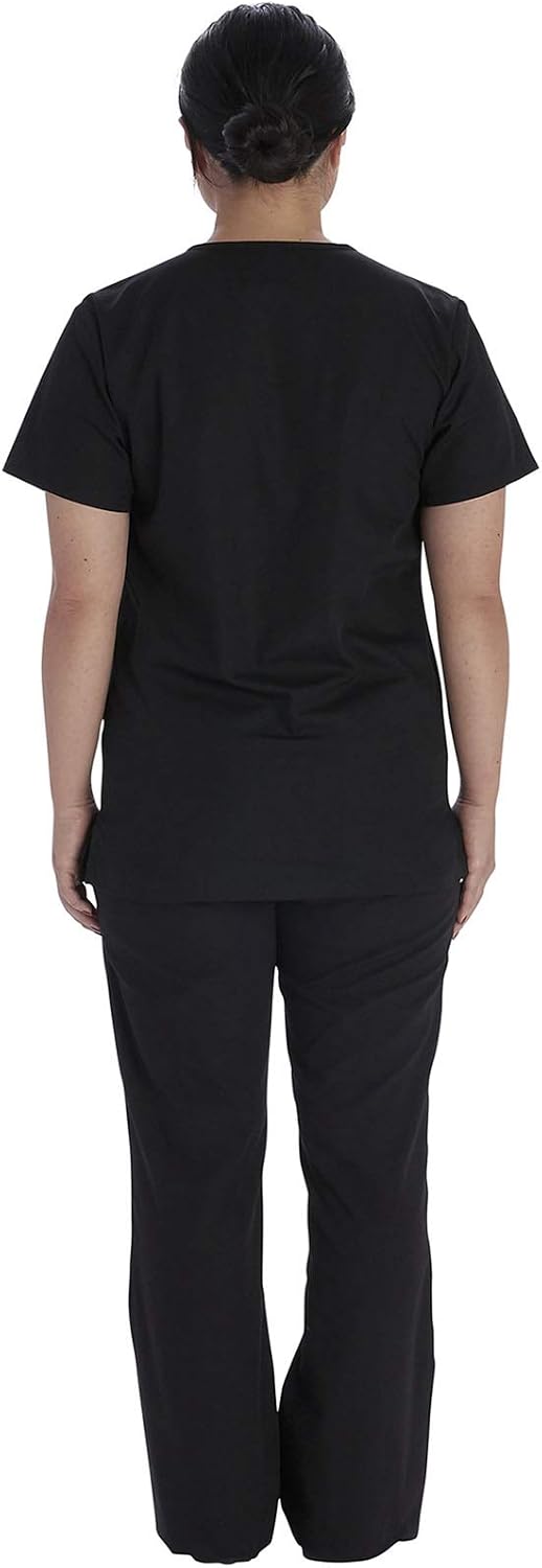 Unisex Scrub Sets V-Neck Shirt with Drawstring Pants