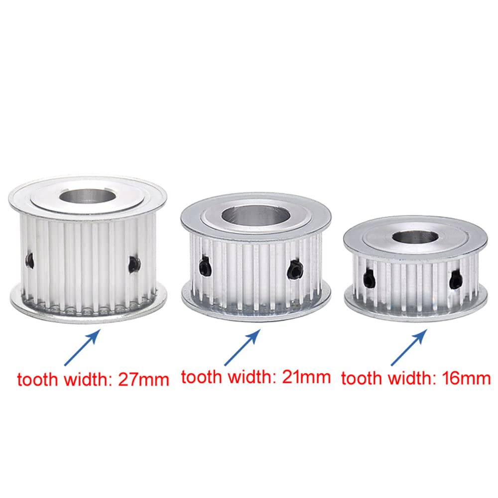 5M 19T Timing Pulley 5mm Pitch 6.35mm Bore 16mm Tooth Width Aluminum Synchronous Wheel Without Step for 15mm Width Belt (5M 19T; Tooth Width:16mm, bore:6.35mm, 1)