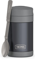 FUNTAINER Food Jar with Spoon, 16oz, Matte Charcoal | Kid-Friendly Stainless Steel Insulated Food Container, Keeps