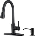 Kitchen Faucet with Soap Dispenser Set, Pull-Down, Matte Black