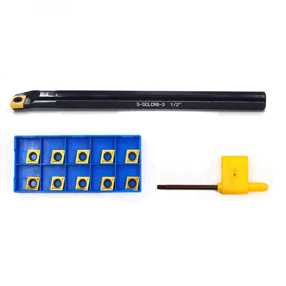 OSCARBIDE 1/2" x 7" Indexable Boring Bar, Right-Hand,10pcs Inserts
