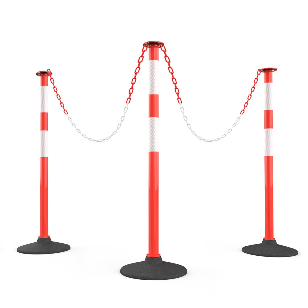 3 Pack 34 Inch Traffic Delineator Posts Cones, Orange