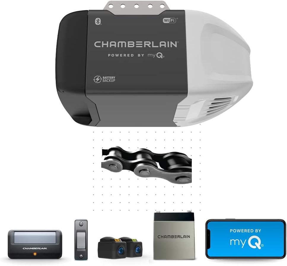 C2212T Smart Wi-Fi Garage Door Opener, 1/2-HP Chain Drive Motor - Quantity 1 , Blue