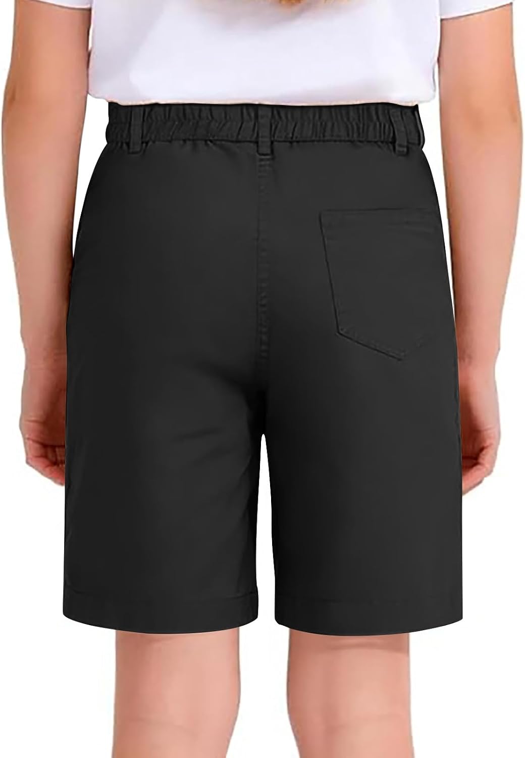 Uniform Shorts for Girls Stretch Twill Pull On School Uniform Bermuda Shorts with Pockets Teens Junior Clothes 5-16Years