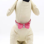 Pink Rhinestone Dog Collar with Bowknot and Leash-Ready D-Ring