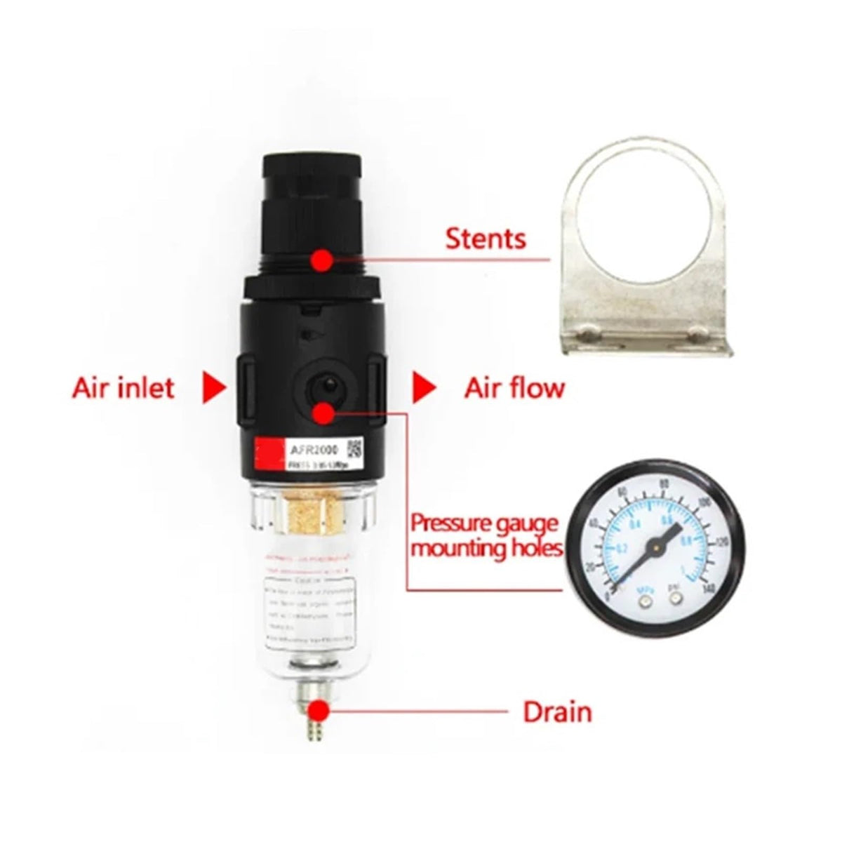 Afr-2000 1/4 Pneumatic Filter AFR2000 Air Compressor Device