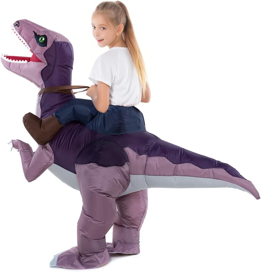 Inflatable Child Dinosaur Costume, Ride on Cosplay Boys Girls | 360 Degree Detailed 3D Design, Durable Fabric