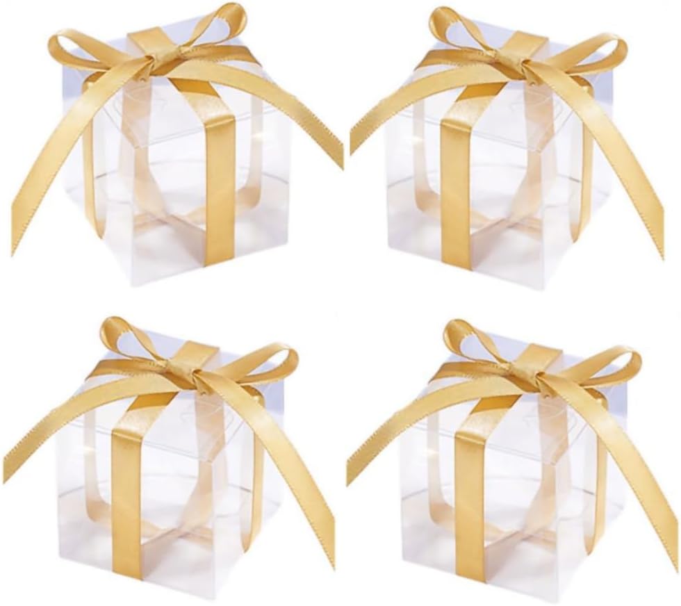 50Clear Favor Boxes Plastic Cube Treat Containers for Wedding Parties