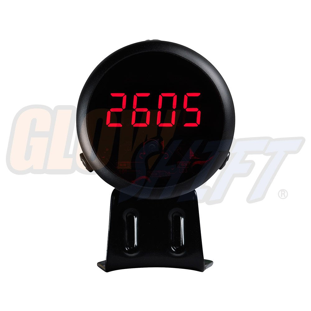 GlowShift Black & Red Digital LED Tachometer Gauge with Shift Light