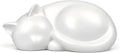 Handmade Sleeping Cat Urn for Ashes - Elegant White Pet Memorial Statue