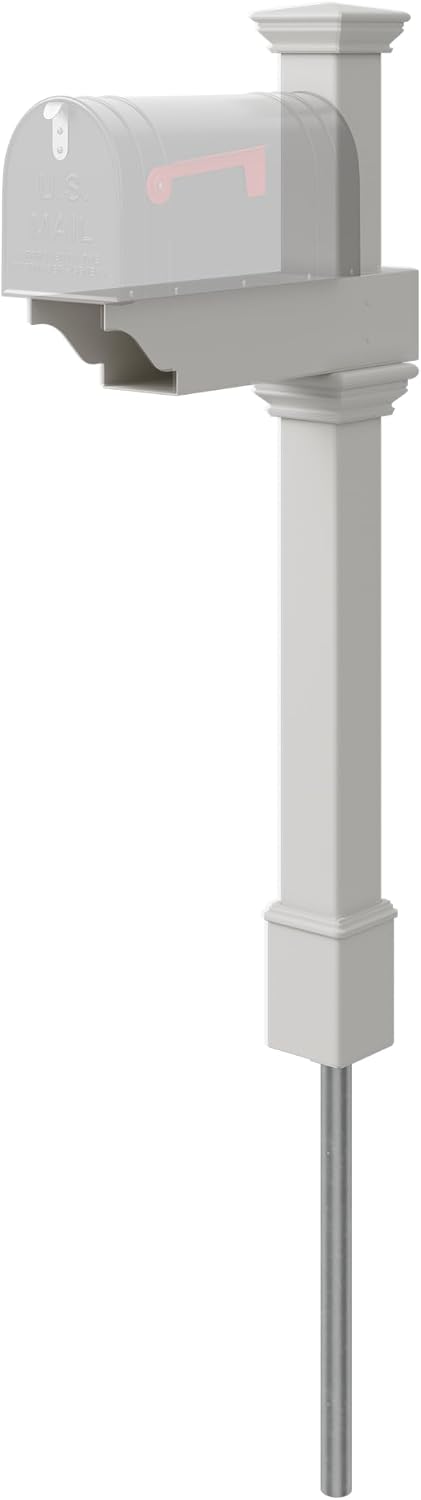 Zippity Classica Mailbox Post, White Vinyl DIY No Dig Kit | 1 Post, Mailbox Sold Separately, ZP19013