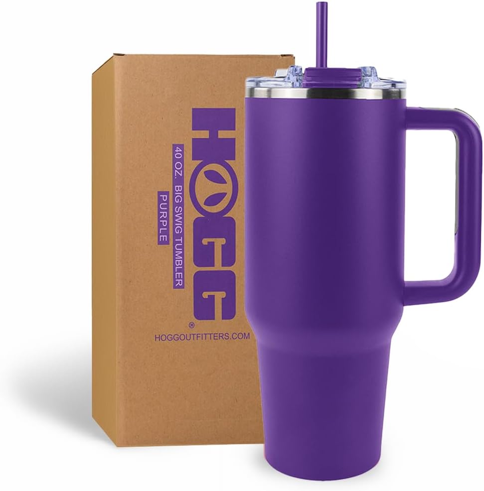 Big Swig 40oz Tumbler with Handle and Straw - Purple, 40 oz Tumbler, Insulated Cup with Handle, 40oz Water Bottle