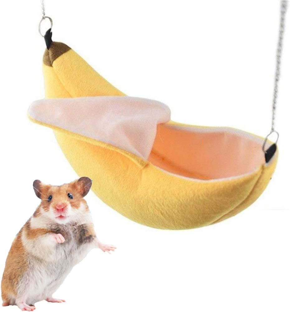 Banana Bed House, Hammock for Small Animal, Warm Bed House, Cage Nest for Sugar Glider Hamster Small Bird Pet (Banana)