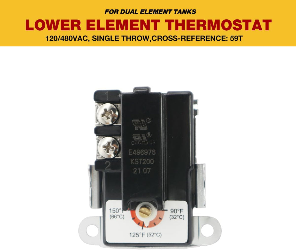 Electric Water Heater Thermostat,Include 1x KST203 Upper Thermostat & 1x KST200 Lower Thermostat,UL